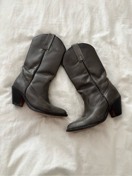 Frye Shoes - Vintage Frye Sage Grey Leather Western Cowboy Boots USA